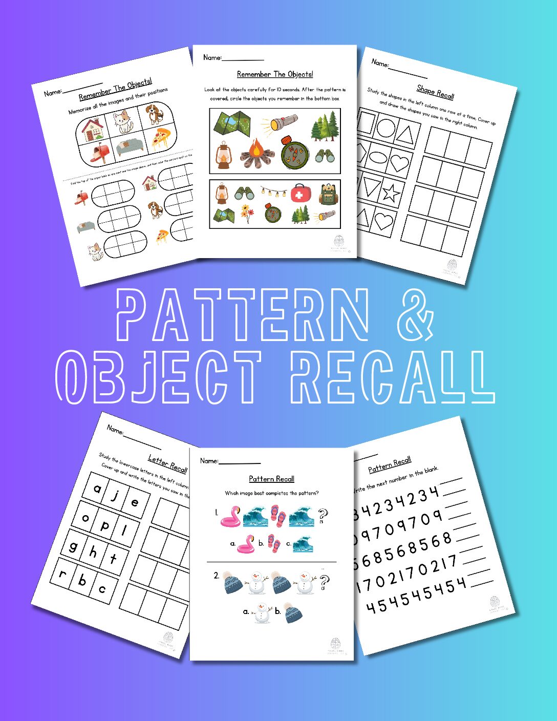 Visual Memory- Pattern recall 11 Pack